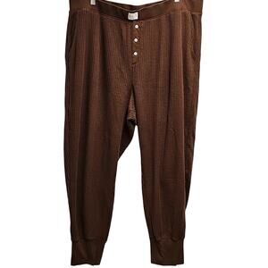 ONLY Womens Brown Pull On Two Pocket Heavy Waffle Knit Thermol Pants Size XXL